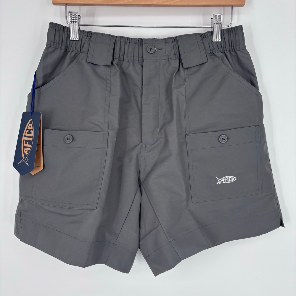 AFTCO M01 Original Fishing Shorts Mens 32 Charcoal Gray Nylon Boating Preppy NEW